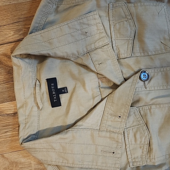 Talbots Tan Utility Jacket Lightweight Cotton Blend - Picture 2 of 8